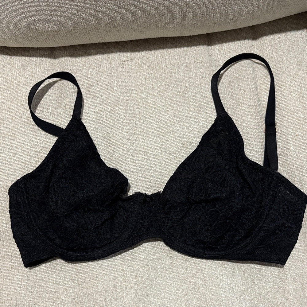 Aerie Unlined Black Lace Bra 32DD
